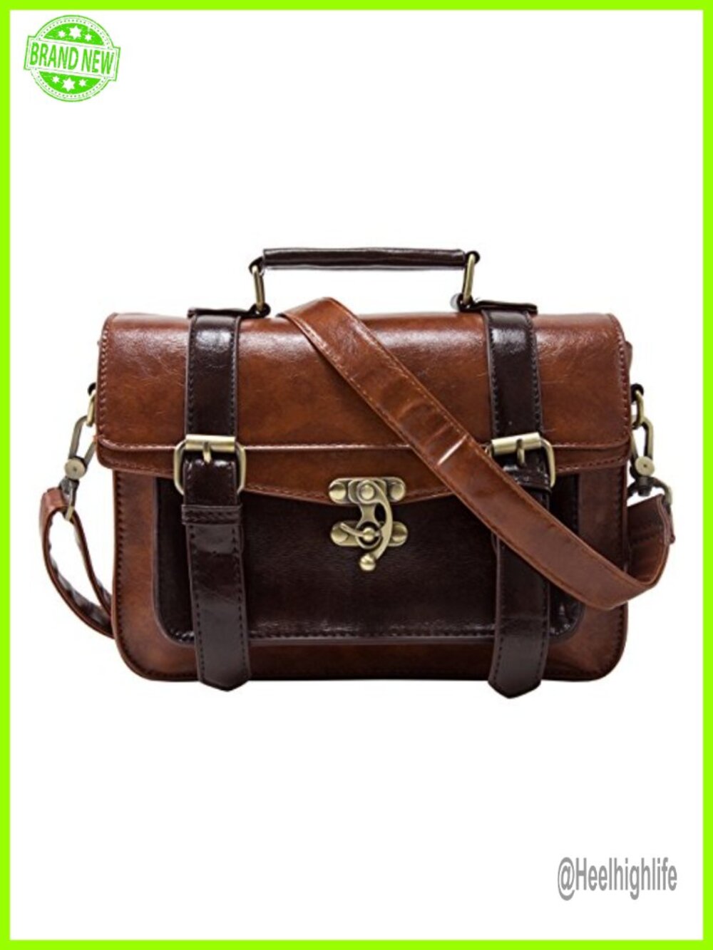 PU Leather Satchel Crossbody Messenger Bag Small Vintage Work Purse